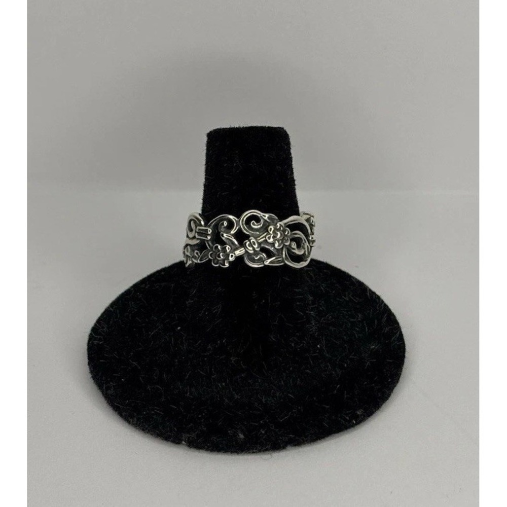 Sterling Silver 925 Floral Vine Filigree Band Ring Size 7 Wide 8mm